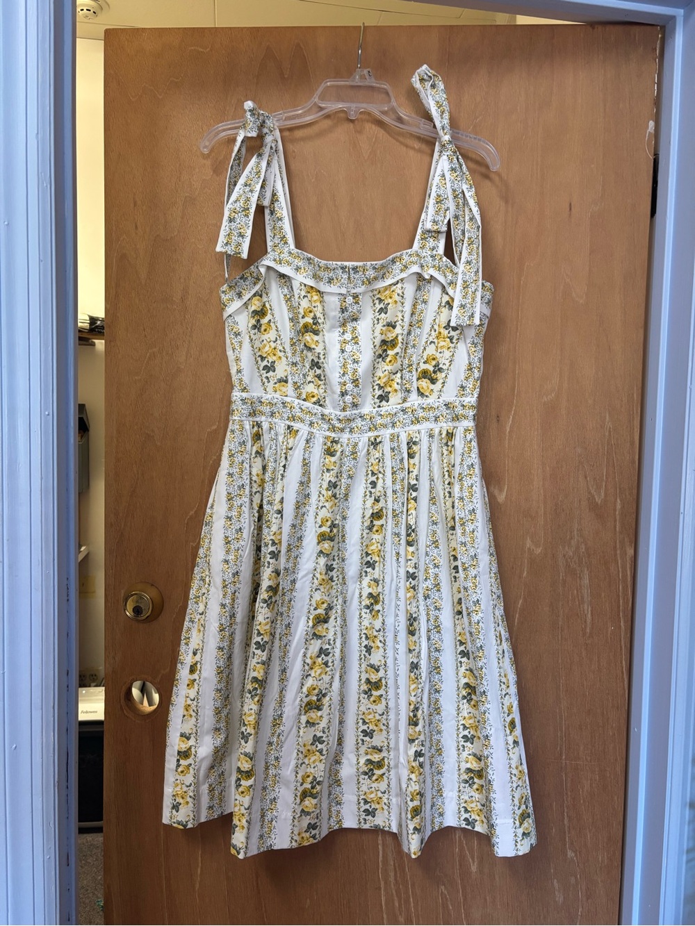 Gal Meets Glam White and Yellow Floral Tie-Shoulder Maxi Dress - Picture 4 of 10